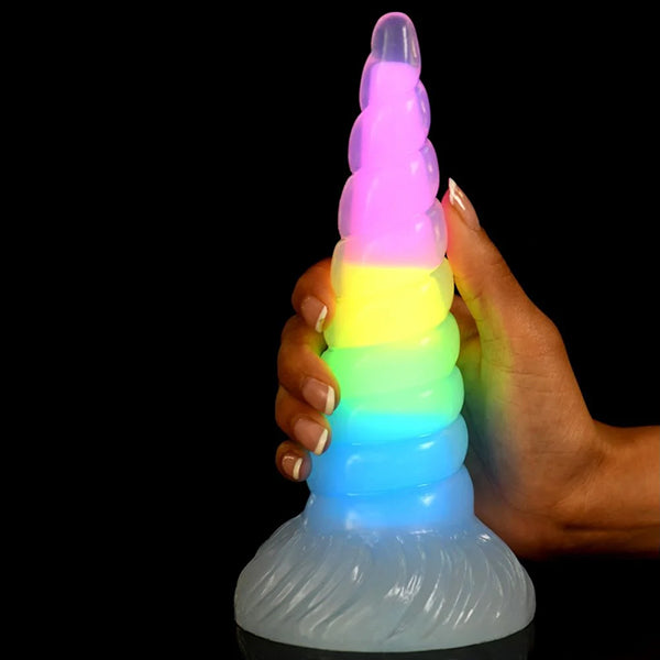 Creature Cocks Uni-Glow glow-in-the-dark rainbow dildo