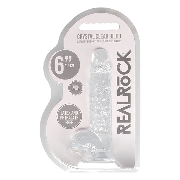 RealRock CRYSTAL CLEAR 6" dildo with balls