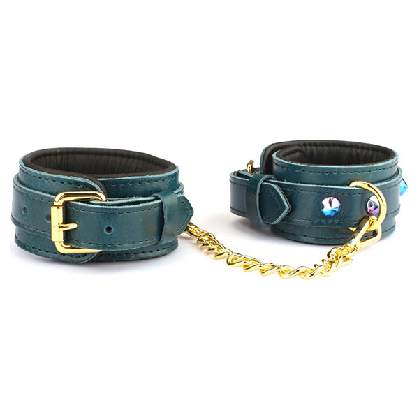 Liebe Seele Luxury Blue Leather wrist cuffs with rivets