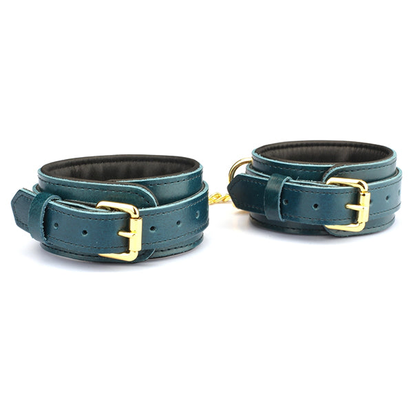 Liebe Seele Luxury Blue Leather wrist cuffs with rivets