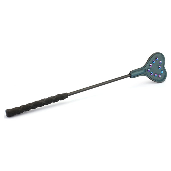 Liebe Seele Luxury Leather mini-riding crop with  blue rivets